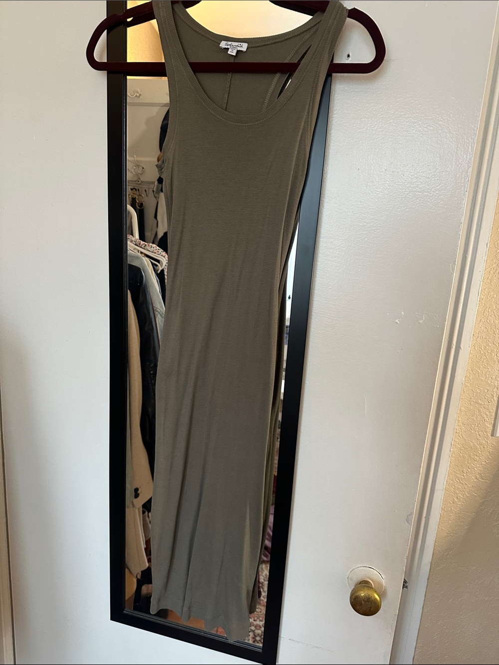 Ribbed Tank Maxi Dress in Olive -